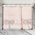 Набор полотенец для ванной в подарочной упаковке 2 пр. Pupilla ROSE LINDA бамбуковая махра V2, фото, фотография