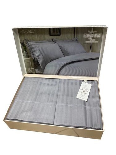 Постельное белье Maison Dor NEW RAILS хлопковый сатин-жаккард серый 1,5 спальный, фото, фотография