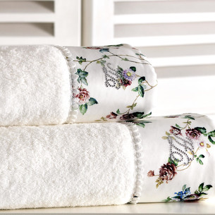 Подарочный набор полотенец для ванной 2 пр. Tivolyo Home ROSELAND хлопковая махра кремовый