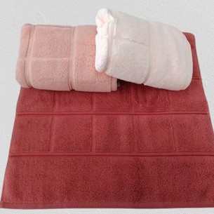 Набор полотенец для ванной 3 шт. Luzz MIC-1 хлопковая махра красно-персиковый 50х90