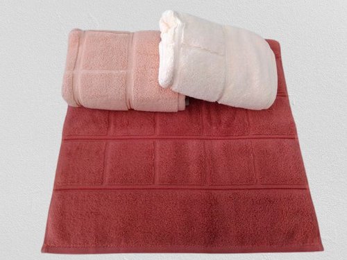 Набор полотенец для ванной 3 шт. Luzz MIC-1 хлопковая махра красно-персиковый 70х140, фото, фотография