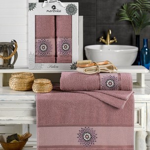 Подарочный набор полотенец для ванной 50х90, 70х140 Merzuka SAHRA хлопковая махра лиловый