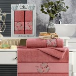 Подарочный набор полотенец для ванной 50х90, 70х140 Merzuka HAWAII хлопковая махра тёмно-розовый, фото, фотография