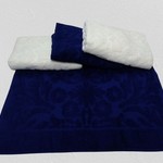 Набор полотенец для ванной 4 шт. Luzz SULTAN хлопковая махра бело-синий 50х90, фото, фотография