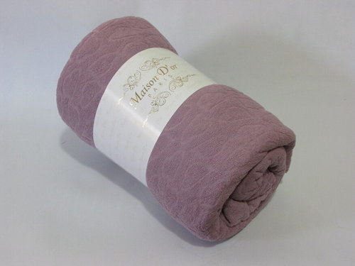 Простынь на резинке с наволочками Maison Dor JAKARLI хлопковая махра фиолетовый 180х200+20, фото, фотография