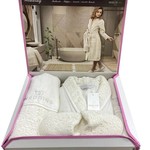 Подарочный набор с халатом Maison Dor WEDDING хлопковая махра кремовый M, фото, фотография