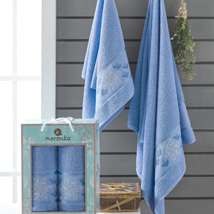 Подарочный набор полотенец для ванной 50х90, 70х140 Merzuka ELEGANT хлопковая махра голубой