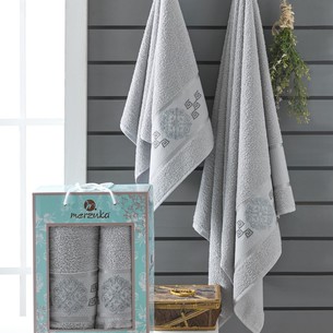 Подарочный набор полотенец для ванной 50х90, 70х140 Merzuka ELEGANT хлопковая махра серый