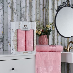 Подарочный набор полотенец для ванной 50х90, 70х140 Two Dolphins SEVAKIN хлопковая махра розовый