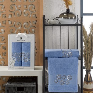 Подарочный набор полотенец для ванной 50х90, 70х140 Merzuka BANGLE хлопковая махра голубой