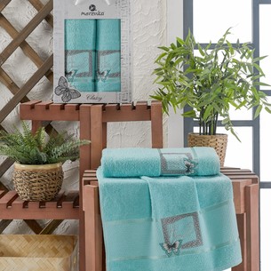 Подарочный набор полотенец для ванной 50х90, 70х140 Merzuka CLASSY хлопковая махра бирюзовый