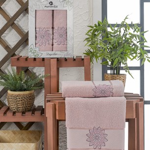 Подарочный набор полотенец для ванной 50х90, 70х140 Merzuka DAYSTAR хлопковая махра светло-розовый