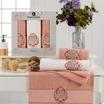 Подарочный набор полотенец для ванной 50х90(2), 70х140(1) Merzuka PADMA хлопковая махра оранжевый, фото, фотография