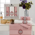 Подарочный набор полотенец для ванной 50х90(2), 70х140(1) Merzuka PADMA хлопковая махра розовый, фото, фотография