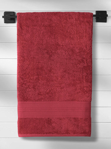 Полотенце для ванной Karna SOLID хлопковая махра красный 90х180, фото, фотография