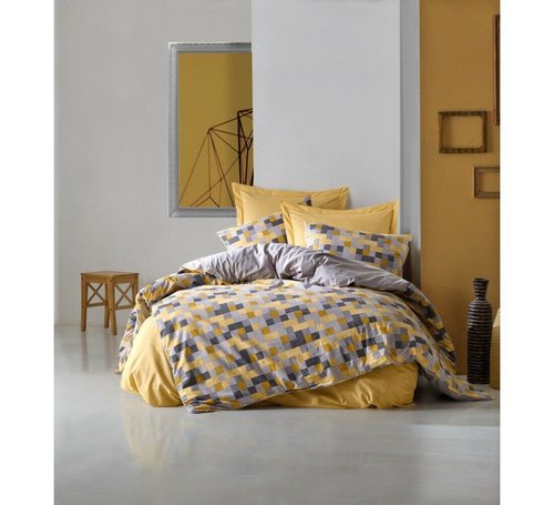 Постельное белье без пододеяльника со стеганым покрывалом Cotton Box Minimal ELON SARI хлопковый ранфорс 1,5 спальный, фото, фотография