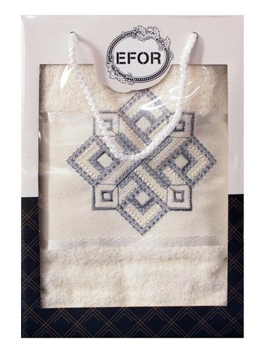 Полотенце для ванной в подарочной упаковке Efor хлопковая махра герб v4 кремовый 50х90, фото, фотография