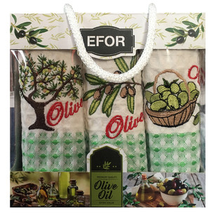 Подарочный набор кухонных полотенец 35х50(3) Efor QUALITE хлопковая вафля оливки
