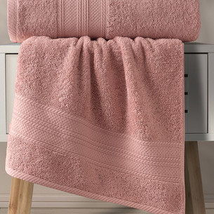 Набор полотенец для ванной 50х90(1), 70х140(1) Karna SOLID хлопковая махра грязно-розовый