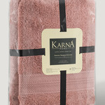 Набор полотенец для ванной 50х90(1), 70х140(1) Karna SOLID хлопковая махра грязно-розовый, фото, фотография