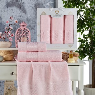 Подарочный набор полотенец для ванной 50х90(2), 70х140(1) Two Dolphins JENNY хлопковая махра светло-розовый