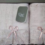 Подарочный набор полотенец для ванной 50х90, 70х140 Sikel ELANOR бамбуково-хлопковая махра лиловый, фото, фотография
