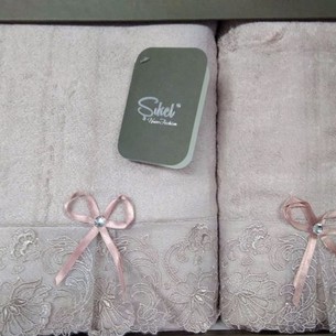 Подарочный набор полотенец для ванной 50х90, 70х140 Sikel ELANOR бамбуково-хлопковая махра лиловый