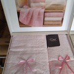 Подарочный набор полотенец для ванной 50х90, 70х140 Sikel ELANOR бамбуково-хлопковая махра розовый, фото, фотография