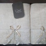Подарочный набор полотенец для ванной 50х90, 70х140 Sikel ELANOR бамбуково-хлопковая махра бежевый, фото, фотография
