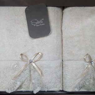Подарочный набор полотенец для ванной 50х90, 70х140 Sikel ELANOR бамбуково-хлопковая махра бежевый