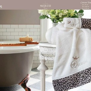Набор полотенец для ванной 3 пр. Maison Dor QUEEN хлопковая махра кремовый/серый