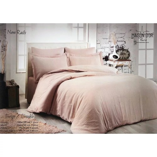 Постельное белье Maison Dor NEW RAILS хлопковый сатин-жаккард грязно-розовый 1,5 спальный, фото, фотография
