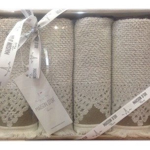 Подарочный набор полотенец-салфеток 40х60(4) Maison Dor JACQUARD NATURALLE хлопковая махра кремовый/бежевый