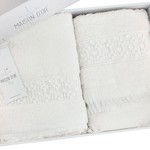 Подарочный набор полотенец для ванной 3 пр. Maison Dor SUZANNE хлопковая махра кремовый, фото, фотография