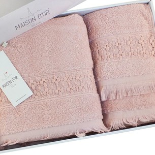 Подарочный набор полотенец для ванной 3 пр. Maison Dor SUZANNE хлопковая махра грязно-розовый