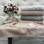 Подарочный набор полотенец для ванной 50х90, 70х140 Sofi De Marko EBRU хлопковая махра светло-абрикосовый, фото, фотография
