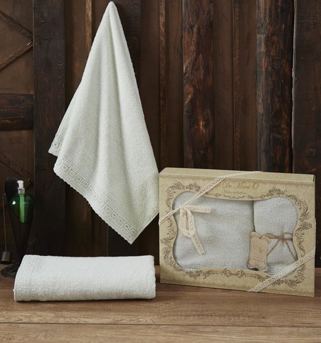 Подарочный набор полотенец для ванной 50х90, 70х140 Sofi De Marko KATIA хлопковая махра ментоловый, фото, фотография