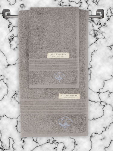 Подарочный набор полотенец для ванной 50х90, 70х140 Sofi De Marko NICOLE хлопковая махра серый, фото, фотография