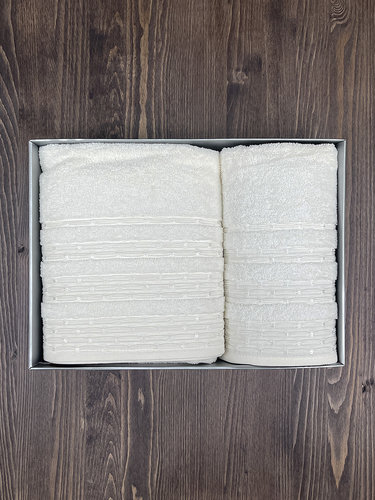 Набор полотенец для ванной в подарочной упаковке 50х90, 70х140 Cestepe LUPEN хлопковая махра V1, фото, фотография