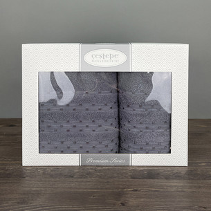 Набор полотенец для ванной в подарочной упаковке 50х90, 70х140 Cestepe LUPEN хлопковая махра V5