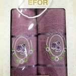 Подарочный набор полотенец для ванной 50х90, 70х140 Efor KRALCI GUL хлопковая махра лиловый, фото, фотография