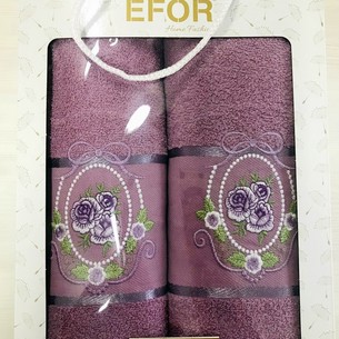 Подарочный набор полотенец для ванной 50х90, 70х140 Efor KRALCI GUL хлопковая махра лиловый
