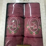Подарочный набор полотенец для ванной 50х90, 70х140 Efor KRALCI GUL хлопковая махра сухая роза, фото, фотография