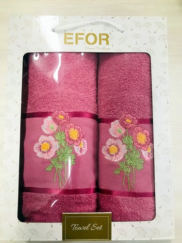 Подарочный набор полотенец для ванной 50х90, 70х140 Efor LUTIK хлопковая махра сухая роза, фото, фотография