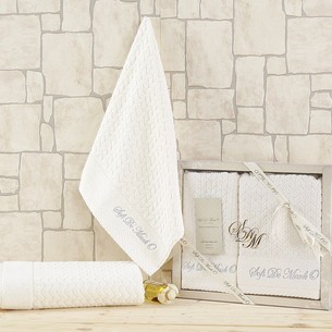 Подарочный набор полотенец для ванной 50х90, 70х140 Sofi De Marko EBRU хлопковая махра кремовый