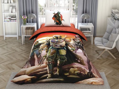 Детское постельное белье TAC MANDALORIAN хлопковый ранфорс 1,5 спальный, фото, фотография