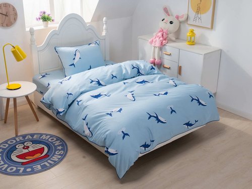 Детское постельное белье Sofi De Marko БРЮС хлопковый сатин голубой 1,5 спальный, фото, фотография