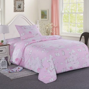 Детское постельное белье Sofi De Marko ПИНГВИНЫ хлопковый сатин розовый 1,5 спальный
