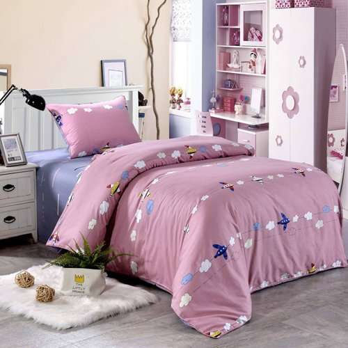 Детское постельное белье Sofi De Marko САМОЛЁТИКИ хлопковый сатин розовый 1,5 спальный, фото, фотография
