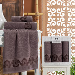 Подарочный набор полотенец для ванной 50х90(2), 70х140(1) Two Dolphins SEVILLA хлопковая махра шоколадный, фото, фотография